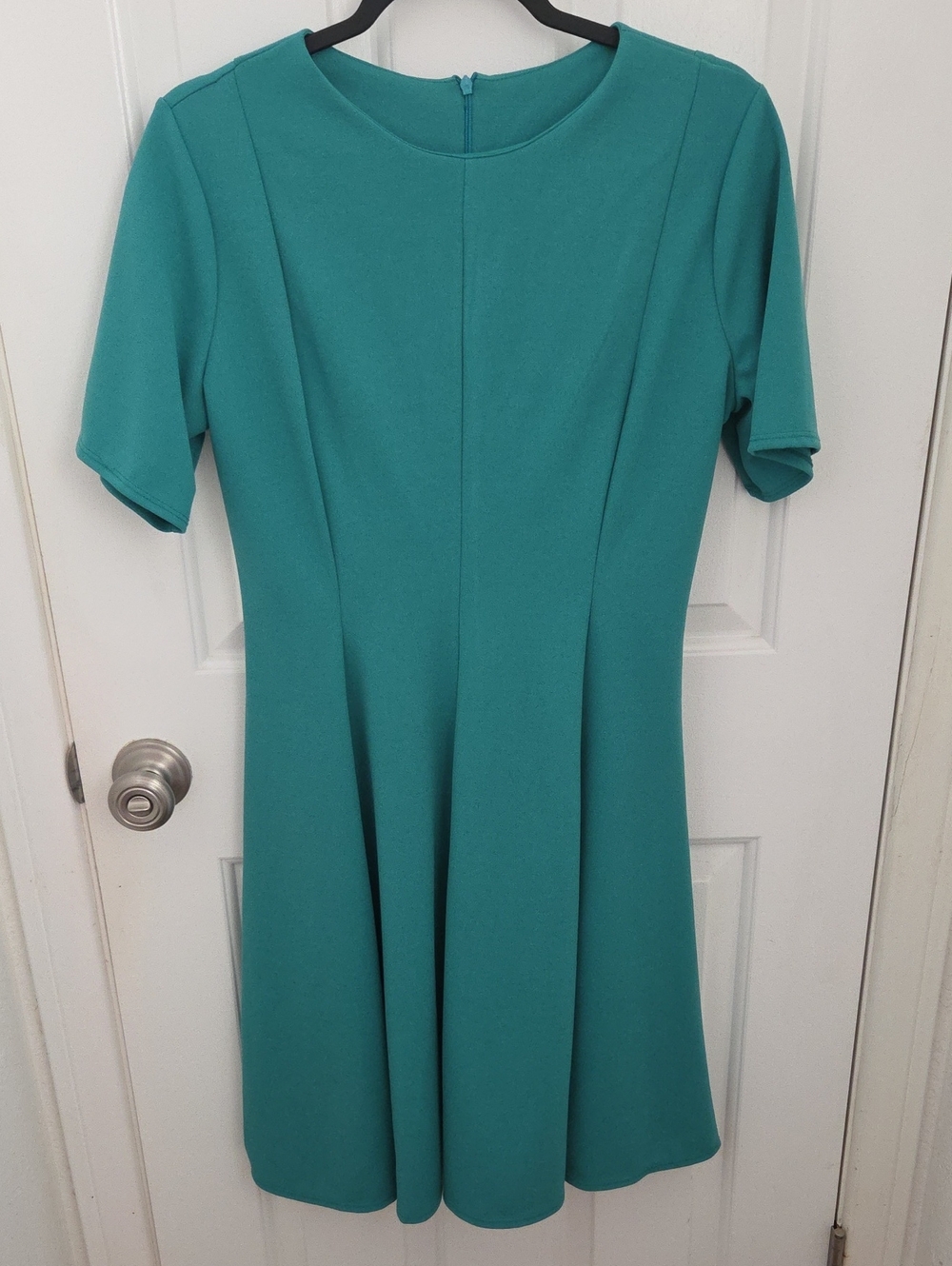 2 Hearts Short Sleeve Teal Fit-and-Flare Dress Medium